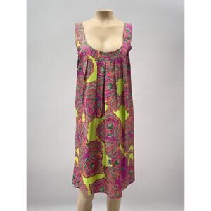 Charlotte Sparre Vtg Dress Women S Purple Paisley Print 100% Silk 70s Mod Party